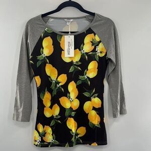 Meaneor Lemon Grey Yellow Long sleeve Tee size: small